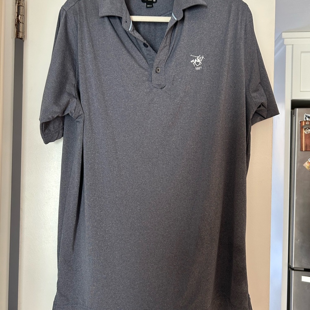 Dedham Country Club-Men's Polo Shirt - Gray with Embroidered Logo.